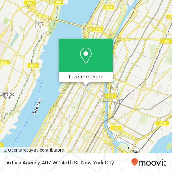 Mapa de Artivia Agency, 407 W 147th St