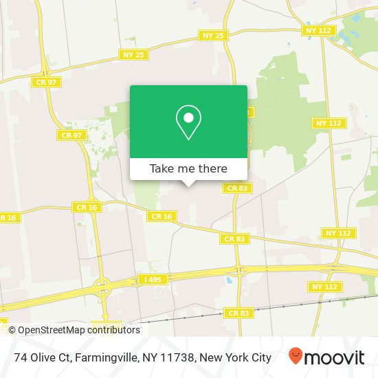 Mapa de 74 Olive Ct, Farmingville, NY 11738