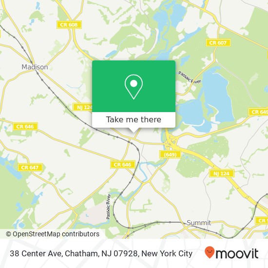 Mapa de 38 Center Ave, Chatham, NJ 07928