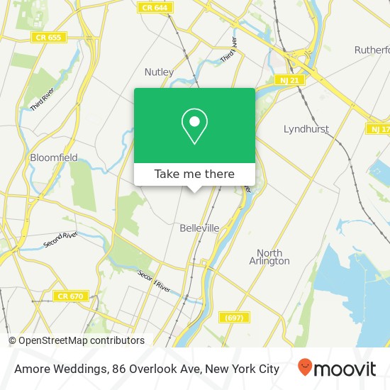 Mapa de Amore Weddings, 86 Overlook Ave