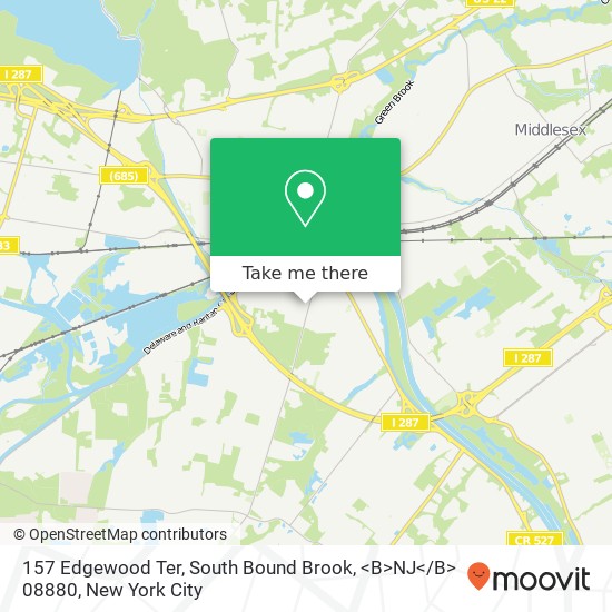 Mapa de 157 Edgewood Ter, South Bound Brook, <B>NJ< / B> 08880