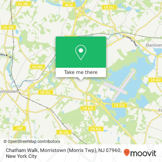 Mapa de Chatham Walk, Morristown (Morris Twp), NJ 07960