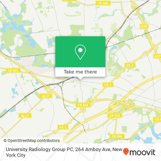 Mapa de University Radiology Group PC, 264 Amboy Ave