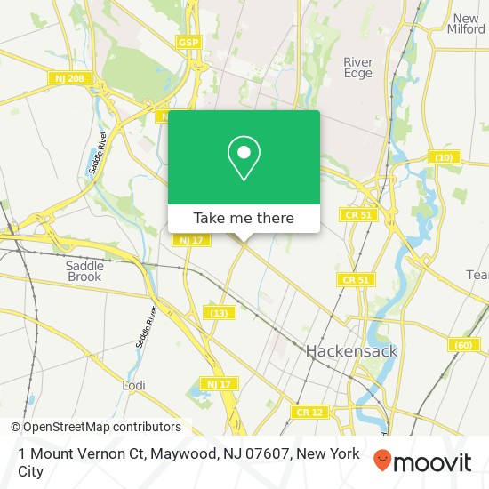 Mapa de 1 Mount Vernon Ct, Maywood, NJ 07607