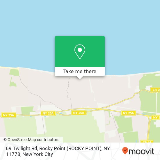 Mapa de 69 Twilight Rd, Rocky Point (ROCKY POINT), NY 11778