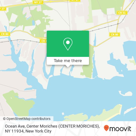 Ocean Ave, Center Moriches (CENTER MORICHES), NY 11934 map