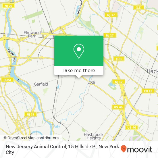 Mapa de New Jersery Animal Control, 15 Hillside Pl