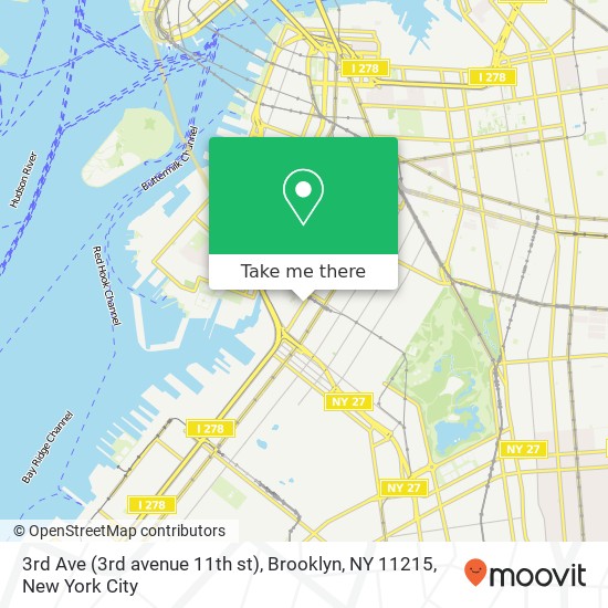 Mapa de 3rd Ave (3rd avenue 11th st), Brooklyn, NY 11215