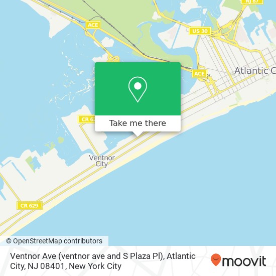 Mapa de Ventnor Ave (ventnor ave and S Plaza Pl), Atlantic City, NJ 08401