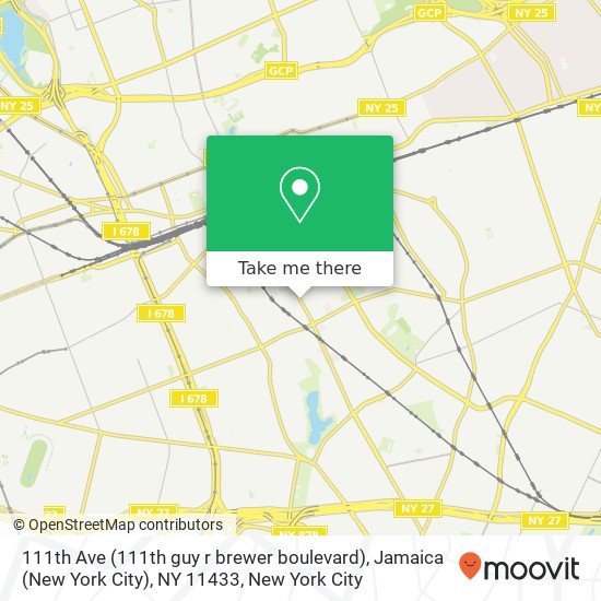 Mapa de 111th Ave (111th guy r brewer boulevard), Jamaica (New York City), NY 11433