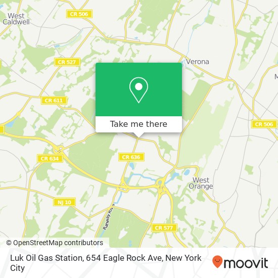 Luk Oil Gas Station, 654 Eagle Rock Ave map