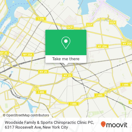 Mapa de Woodside Family & Sports Chiropractic Clinic PC, 6317 Roosevelt Ave