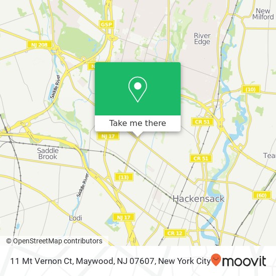 Mapa de 11 Mt Vernon Ct, Maywood, NJ 07607