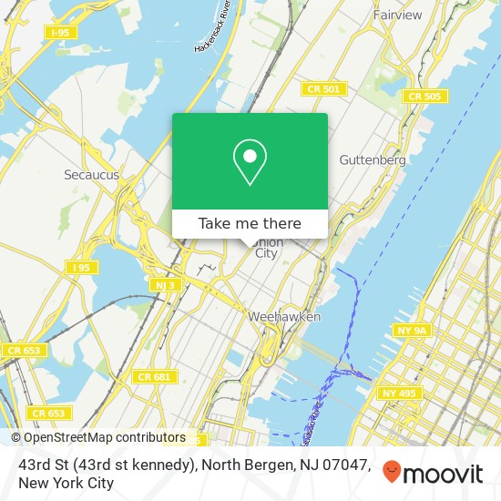 Mapa de 43rd St (43rd st kennedy), North Bergen, NJ 07047