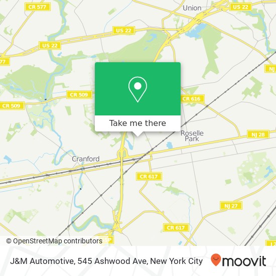 Mapa de J&M Automotive, 545 Ashwood Ave