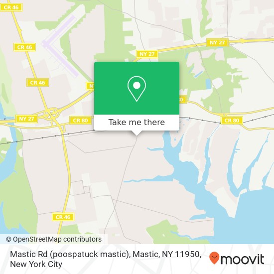 Mapa de Mastic Rd (poospatuck mastic), Mastic, NY 11950