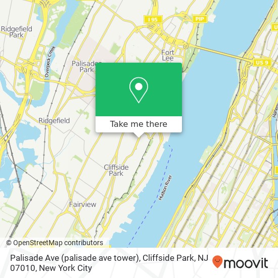 Mapa de Palisade Ave (palisade ave tower), Cliffside Park, NJ 07010