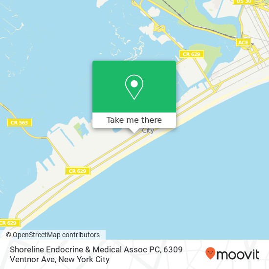 Mapa de Shoreline Endocrine & Medical Assoc PC, 6309 Ventnor Ave