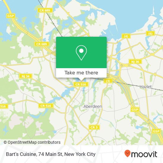 Bart's Cuisine, 74 Main St map