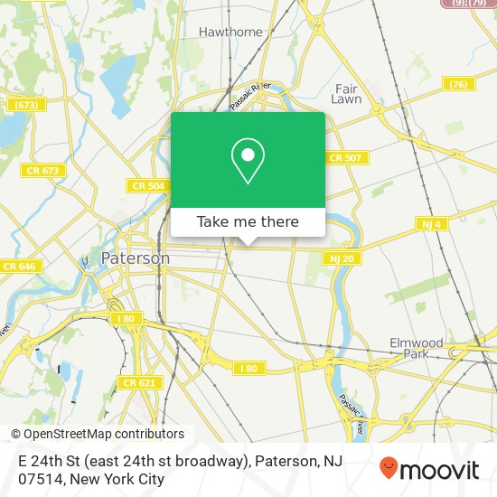 Mapa de E 24th St (east 24th st broadway), Paterson, NJ 07514