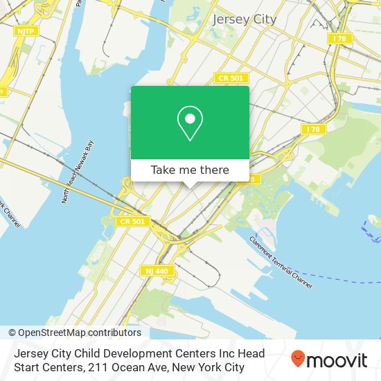 Mapa de Jersey City Child Development Centers Inc Head Start Centers, 211 Ocean Ave