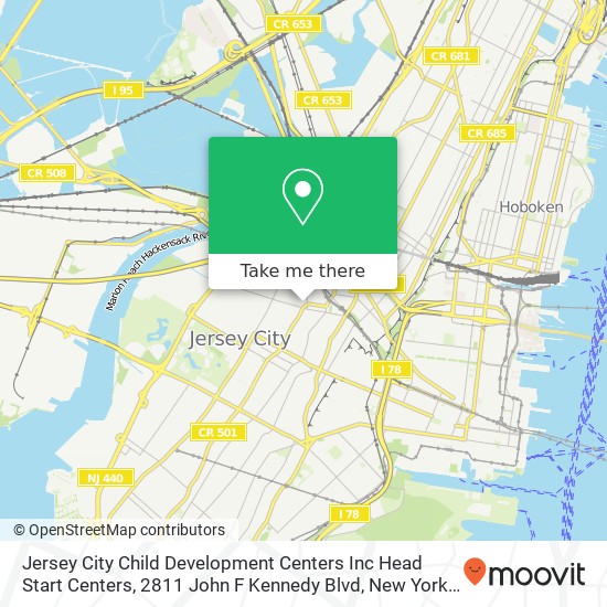 Mapa de Jersey City Child Development Centers Inc Head Start Centers, 2811 John F Kennedy Blvd