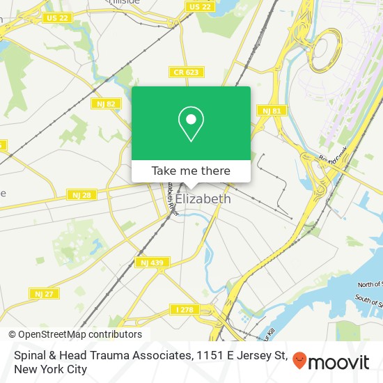 Mapa de Spinal & Head Trauma Associates, 1151 E Jersey St