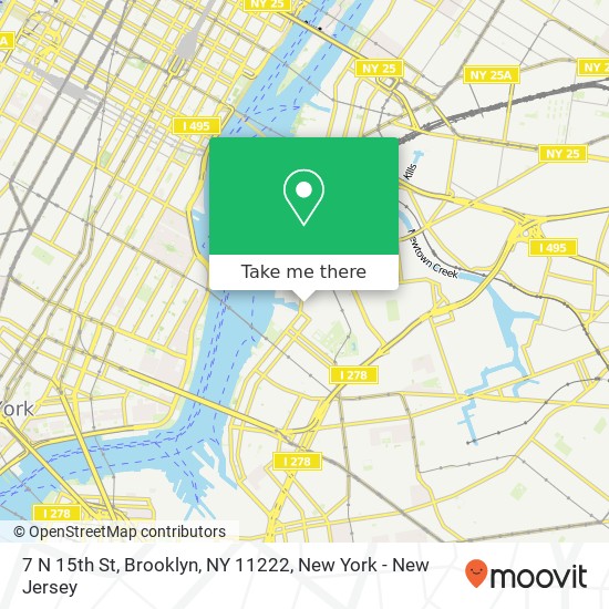 Mapa de 7 N 15th St, Brooklyn, NY 11222