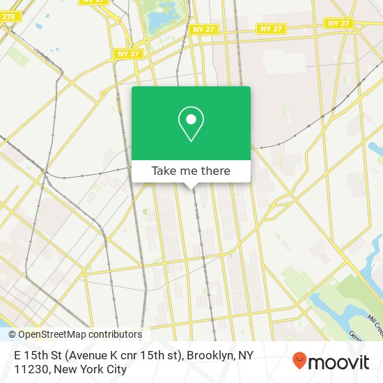 Mapa de E 15th St (Avenue K cnr 15th st), Brooklyn, NY 11230