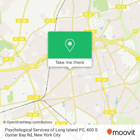 Mapa de Psychological Services of Long Island PC, 400 S Oyster Bay Rd