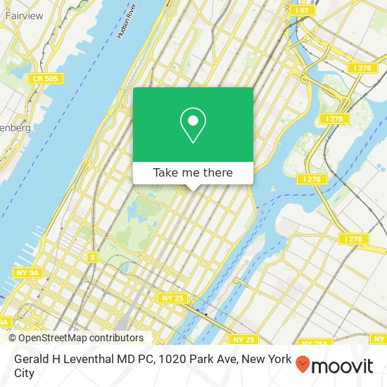 Mapa de Gerald H Leventhal MD PC, 1020 Park Ave