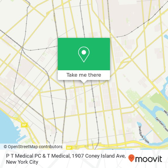 Mapa de P T Medical PC & T Medical, 1907 Coney Island Ave