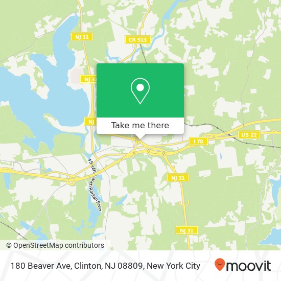 Mapa de 180 Beaver Ave, Clinton, NJ 08809