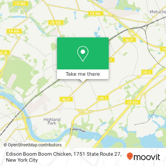 Mapa de Edison Boom Boom Chicken, 1751 State Route 27