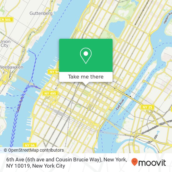 Mapa de 6th Ave (6th ave and Cousin Brucie Way), New York, NY 10019