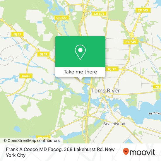 Frank A Cocco MD Facog, 368 Lakehurst Rd map