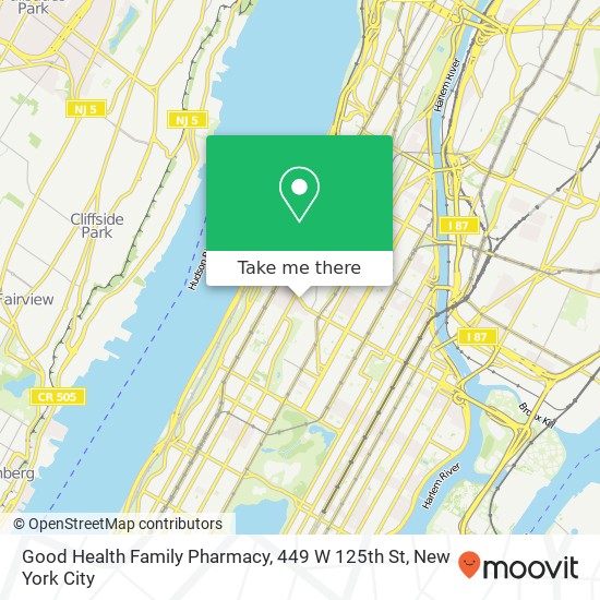 Good Health Family Pharmacy, 449 W 125th St map