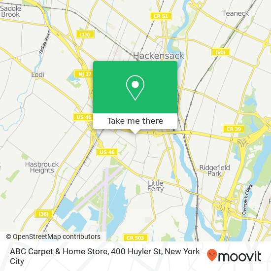 Mapa de ABC Carpet & Home Store, 400 Huyler St