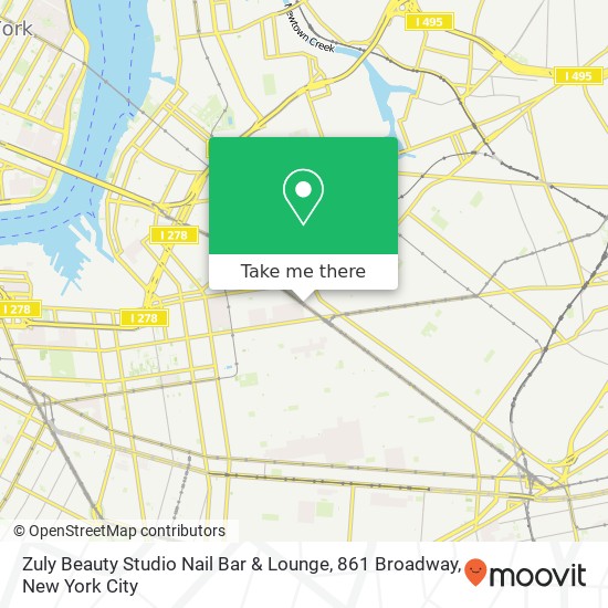 Mapa de Zuly Beauty Studio Nail Bar & Lounge, 861 Broadway