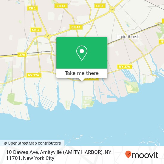 Mapa de 10 Dawes Ave, Amityville (AMITY HARBOR), NY 11701