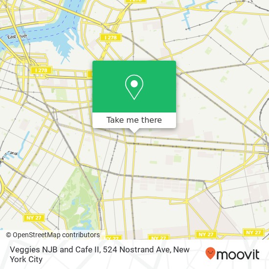 Mapa de Veggies NJB and Cafe II, 524 Nostrand Ave
