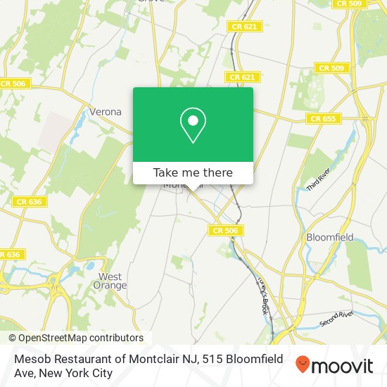 Mapa de Mesob Restaurant of Montclair NJ, 515 Bloomfield Ave