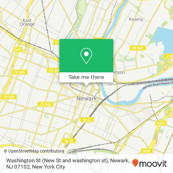 Mapa de Washington St (New St and washington st), Newark, NJ 07102