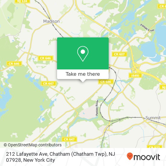 Mapa de 212 Lafayette Ave, Chatham (Chatham Twp), NJ 07928