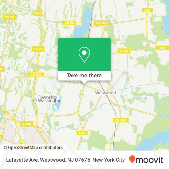 Mapa de Lafayette Ave, Westwood, NJ 07675