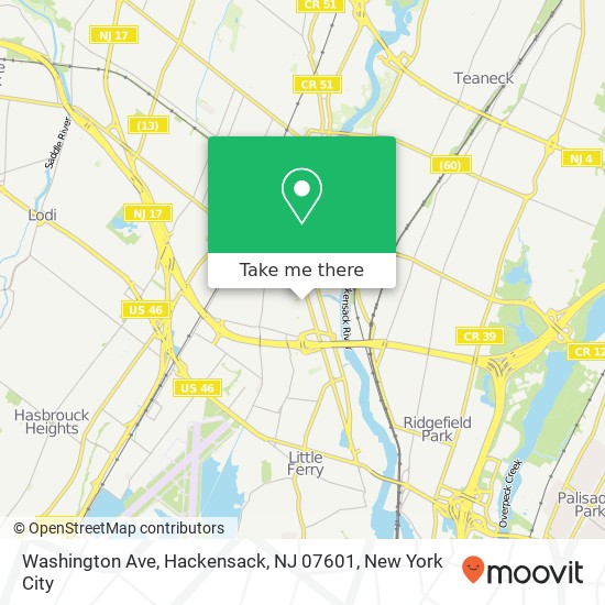 Mapa de Washington Ave, Hackensack, NJ 07601