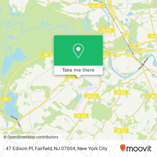 Mapa de 47 Edison Pl, Fairfield, NJ 07004