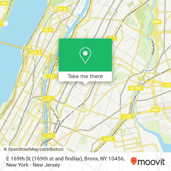 E 169th St (169th st and findlay), Bronx, NY 10456 map