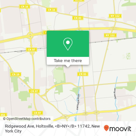 Ridgewood Ave, Holtsville, <B>NY< / B> 11742 map