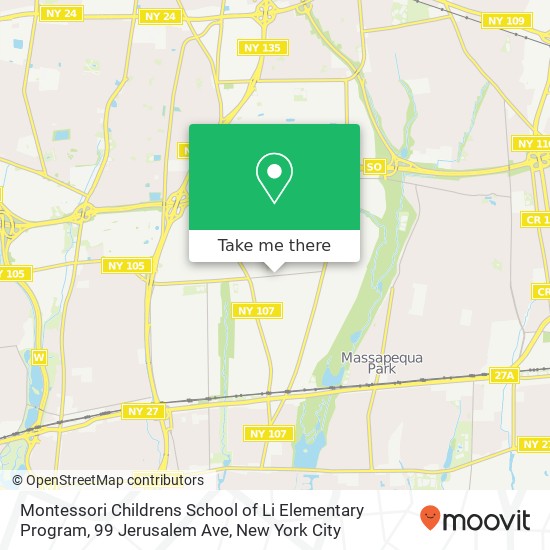 Montessori Childrens School of Li Elementary Program, 99 Jerusalem Ave map